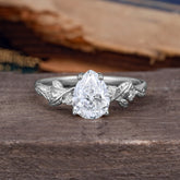 Pear Shaped Nature-Inspired Women's Lab Diamond Engagement Ring